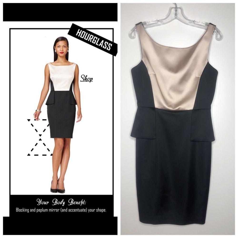 Maggy London Satin Peplum Color block LBD 8
